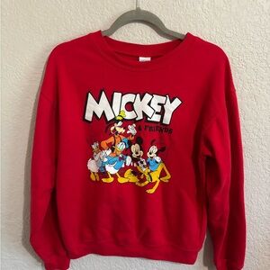 DISNEY Mickey Mouse and Friends Red Ladies Casual Sweatshirt, S